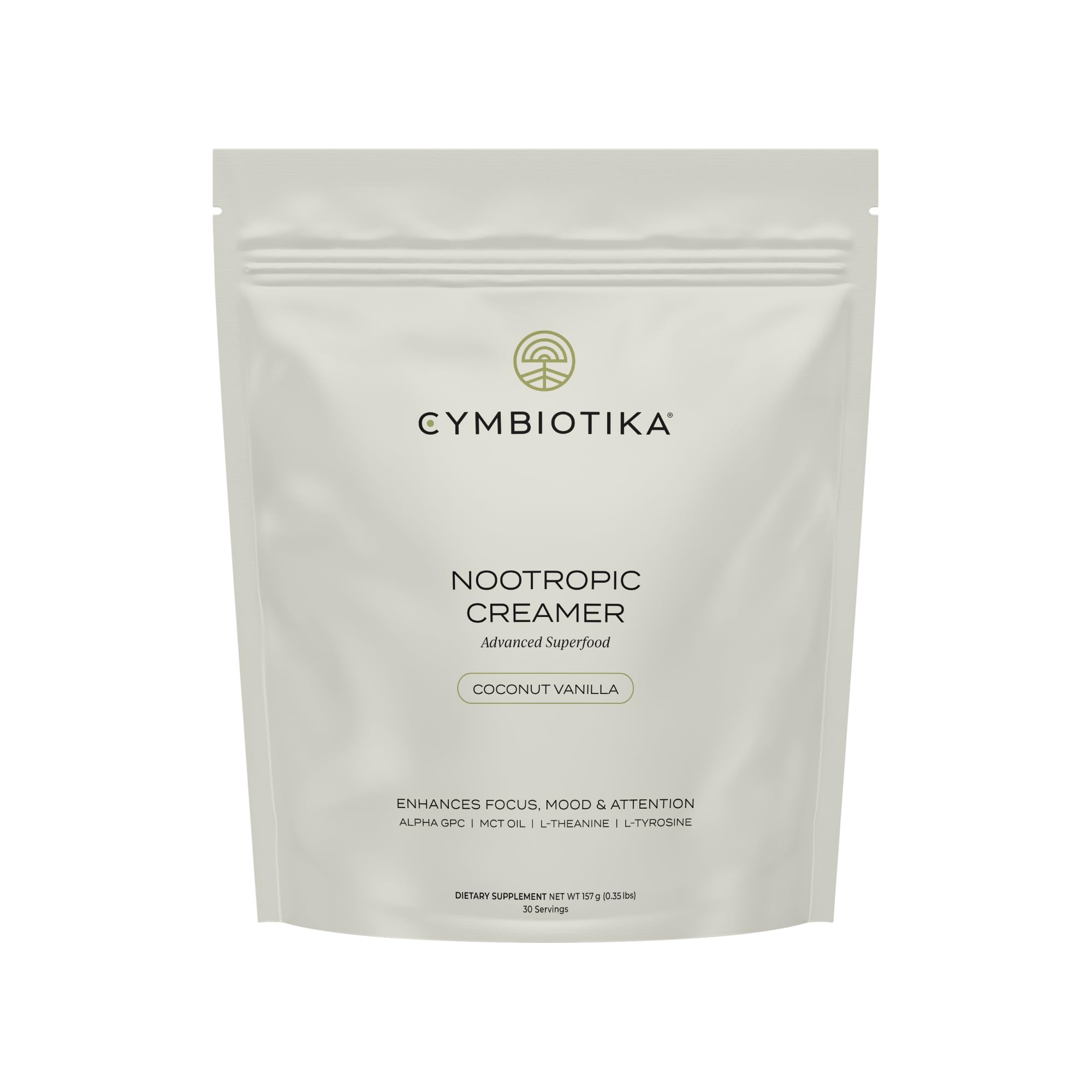 CYMBIOTIKA Nootropic Creamer – MCT Oil, Alpha GPC, L-Theanine – Keto, Vegan, Sugar-Free Coffee Creamer for Focus, Energy & Mental Clarity – Coconut Vanilla Flavor, 30 Servings CYMBIOTIKAAu supplements