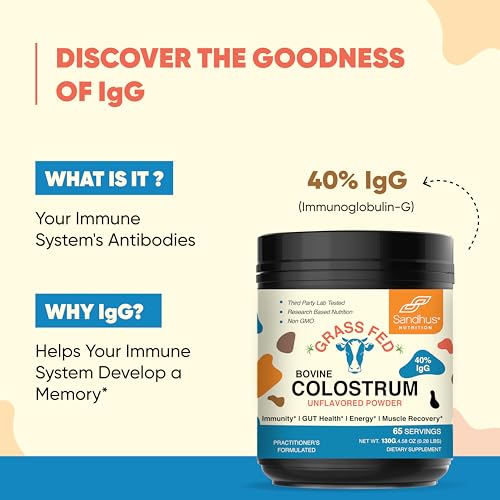 Sandhu's Pure Bovine Colostrum Powder Supplement for Humans |40% IgG Highly Sandhu'sUS supplements