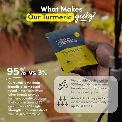 Nutrition Geeks Turmeric Tablets 2000 mg with Black Pepper & Ginger, High Strength Nutrition GeeksUS supplements