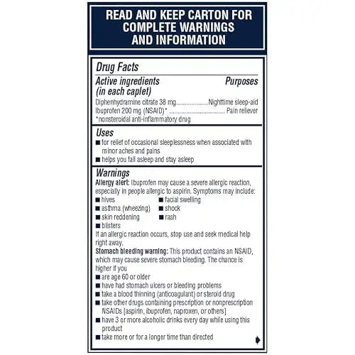 Advil PM Pain Reliever and Nighttime Sleep Aid, Pain Medicine with Ibuprofen for Pain Relief and Diphenhydramine Citrate for a Sleep Aid - 80 Coated Caplets AdvilAu supplements