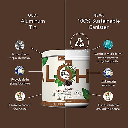 ALOHA Organic Plant Based Protein Powder, Stevia Free, Chocolate, 19.6 oz, 15 Servings ALOHAUS supplements
