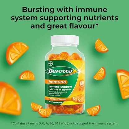 Berocca Immuno Gummy Vitamins, Orange Flavour, Bursting with Immune System BeroccaUS supplements