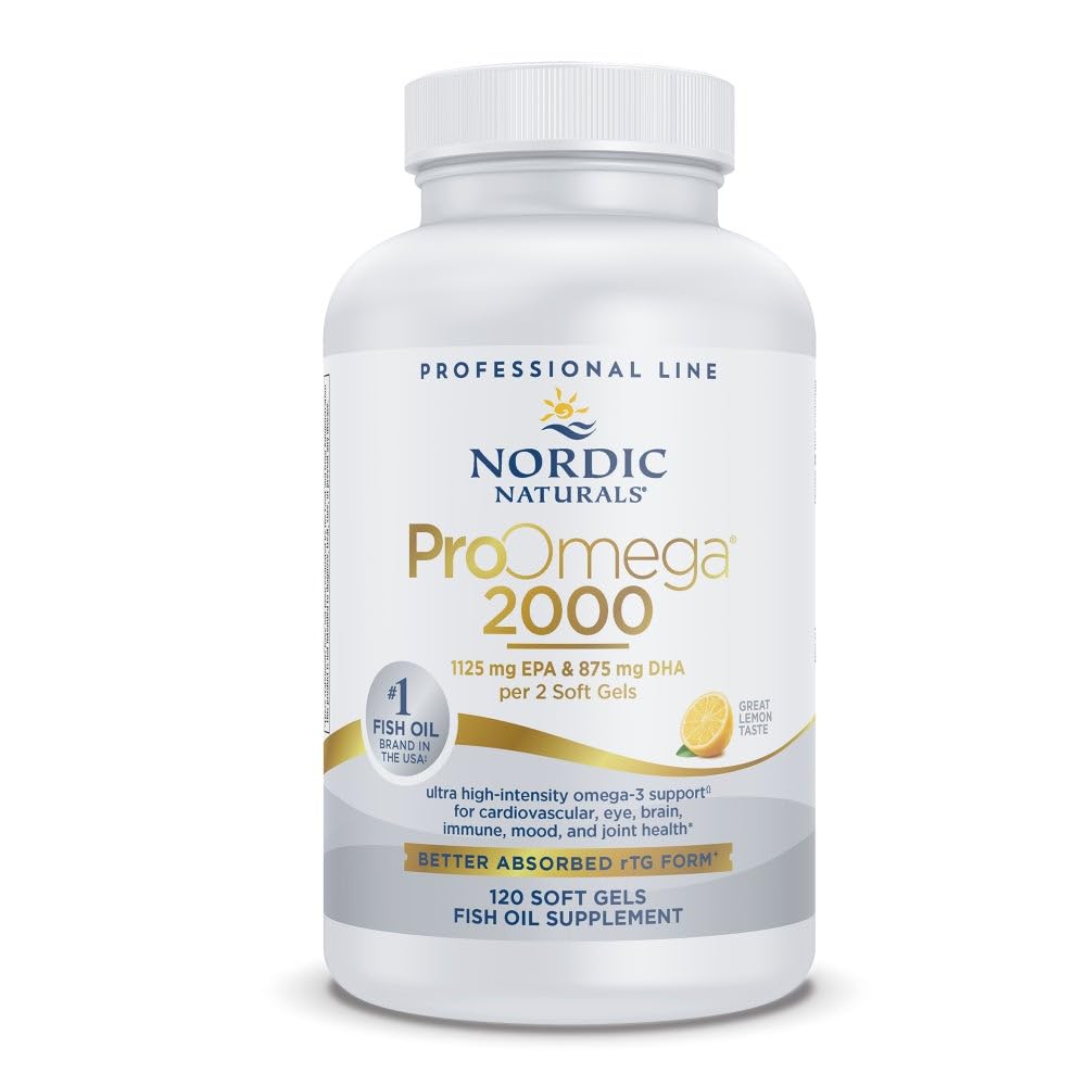 Nordic Naturals ProOmega 2000, Lemon Flavor - 120 Soft Gels - 2150 mg Omega-3 - Ultra High-Potency Fish Oil - EPA & DHA - Promotes Brain, Eye, Heart, & Immune Health - Non-GMO - 60 Servings Nordic NaturalsAu supplements