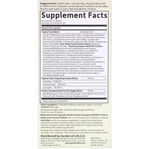 Raw Probiotics Vaginal Care, 30 Vegetarian Capsules - Garden of Life, promote yeast balance Garden of LifeAu supplements