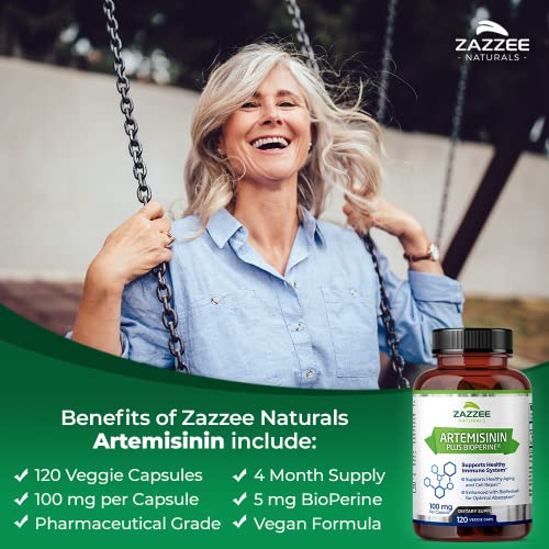 Zazzee High Absorption Artemisinin, 100 mg per Capsule, 120 Vegan Capsules, with 5 mg ZazzeeUS supplements