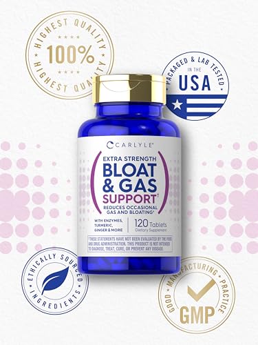 Carlyle Bloat & Gas Support for Men & Women | 120 Tablets | Extra Strength Pills | Supplement CarlyleUS supplements
