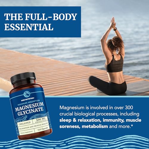 Magnesium Glycinate 500mg | Chelated Bisglycinate Complex for Muscle Relaxation Nobi NutritionUS supplements