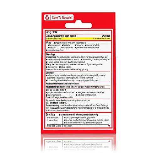 Tylenol Extra Strength 500 mg Acetaminophen Caplets, Pain Reliever & Fever Reducer, Acetaminophen for Minor Arthritis Pain, Headache, Backache & Menstrual Pain Relief, Travel Size, 6 Ct TylenolAu supplements