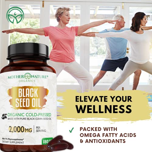 Organic Black Seed Oil Capsules - 3 Month Supply - 180 Count (2000mg Per Serving) Mother Nature Organics Superfoods for Organic LivingAu supplements