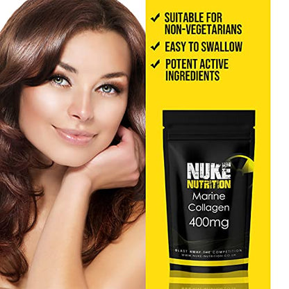 Nuke Nutrition Marine Collagen Capsules - 400mg - 120 Capsules - High Strength Collagen Nuke NutritionUS supplements