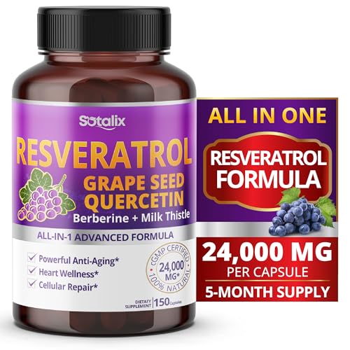 Resveratrol 24,000mg with Grape Seed + Quercetin Berberine + Milk Thistle Powerful Anti SOTALIX SUPPLEMENTUS supplements
