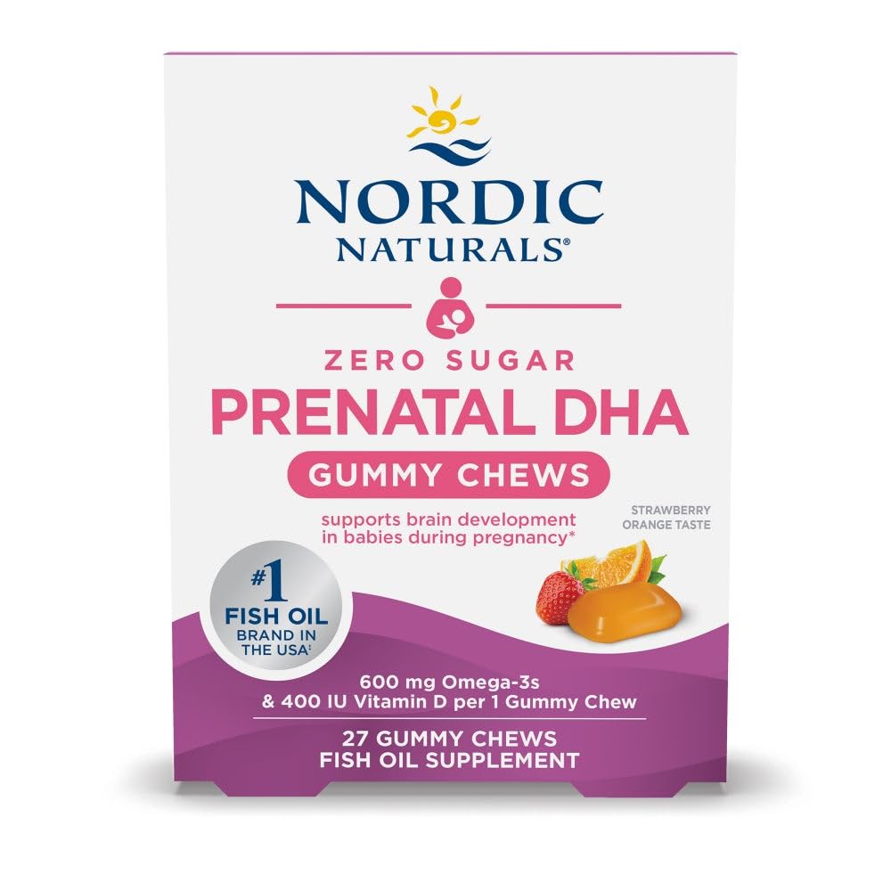 Nordic Naturals Zero Sugar DHA Prenatal Vitamin Gummies, Strawberry Orange Flavor - 27 Gummies - Supplements for Pregnancy - 600 mg Omega-3 Fish Oil and 400 IU Vitamin D3-27 Servings Nordic NaturalsAu supplements