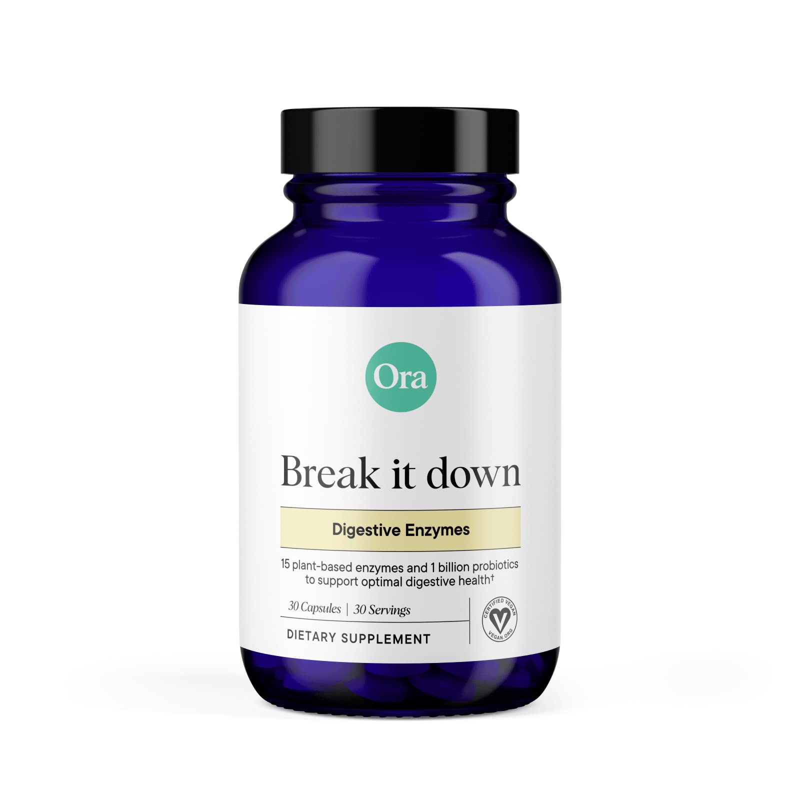 Ora Organic Multi-Enzyme Supplement - Vegan, Gluten Free Enzymes for Digestion with Probiotics for Gut Health, Bloating, Constipation and Gas Relief - 30 Easy to Swallow Capsules Ora OrganicUS supplements