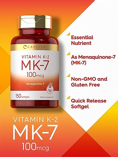 Carlyle Vitamin K2 Supplement 100mcg | K2 MK7 | 150 Softgels | Non-GMO CarlyleAu supplements