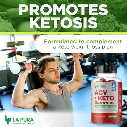 LaPura ACV 1000 mg + Keto Gummies for Weight Loss, 60 Gummies - 1000 mg Apple Cider LaPuraUS supplements