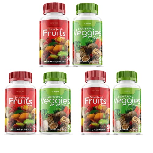 90 Capsules Each Bottle 540 Capsules superfoods Veggies Greens and Reds Fruits Triple Alpha PureUS supplements