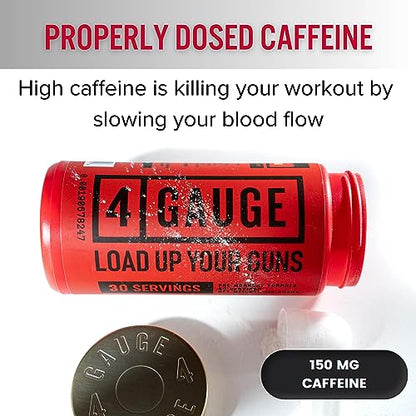4 Gauge Natural Preworkout Without The Jitters | 30 Servings | Nitric Oxide Booster 4 GaugeUS supplements