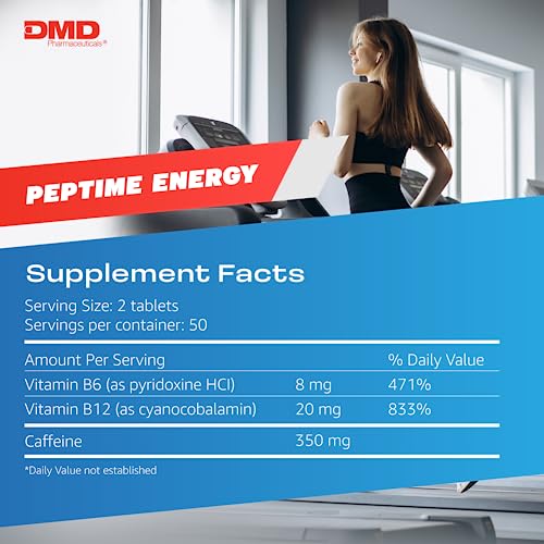 PEPTIME Energy Tablets, Vitamin B6 and B12 Caffeine Pills, 350 mg Caffeine PEPTIME EnergyUS supplements