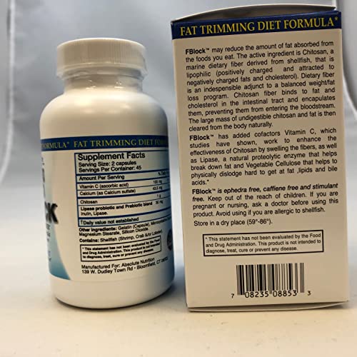 Absolute Nutrition FBlock Xtra Fat Absorber, Diet Formula, 90 Capsules Absolute NutritionAu supplements
