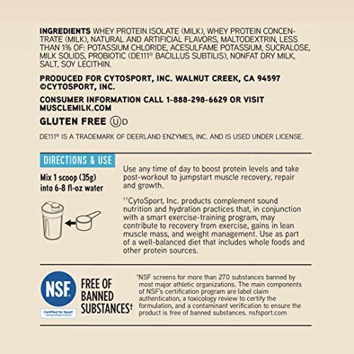 Muscle Milk 100% Whey With Probiotics Protein Powder, Vanilla, 1.85 Pound, 23 Servings Muscle MilkUS supplements