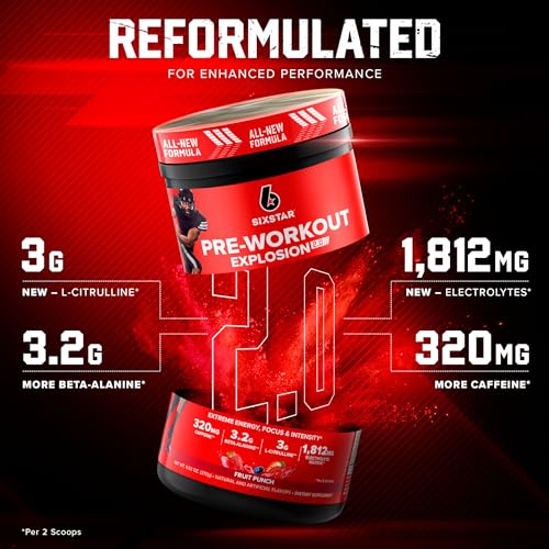 Six Star Pre-Workout Explosion 2.0 Fruit Punch - Pre-Workout Powder, Explosive Energy Six StarAu supplements