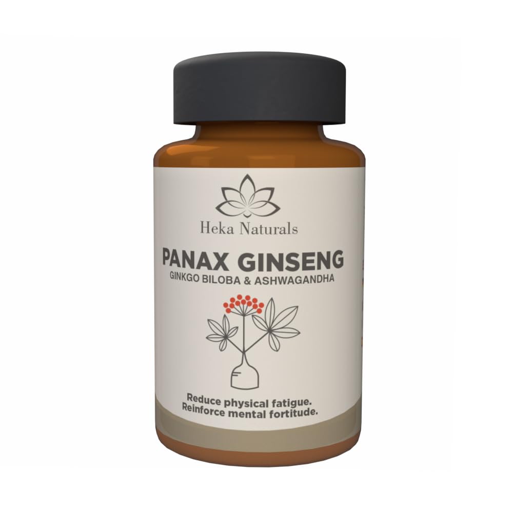 Heka Naturals Panax Ginseng Complex | 90 Capsules with Korean Ginseng, Ginkgo Biloba, Ashwagandha, Beetroot & Green Tea, Botanical Blend with Herbal Ingredients for Balanced | Food Supplement Heka NaturalsAu supplements