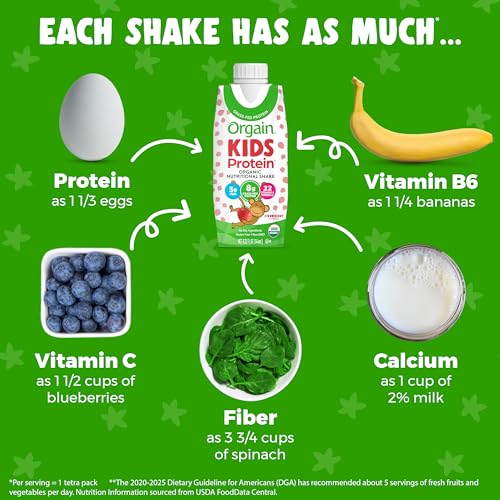 Orgain Organic Kids Nutritional Protein Shake, Strawberry - Kids Snacks with 8g Dairy OrgainAu supplements