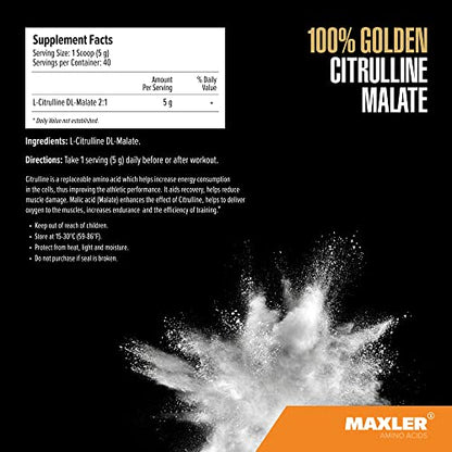 Maxler 100% Golden Citrulline Malate Powder - Vegan L-Citrulline DL-Malate 2:1 Amino Acid MaxlerUS supplements