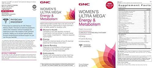 GNC Womens Ultra Mega Energy and Metabolism Multivitamin for Women, 90 Count GNCAu supplements