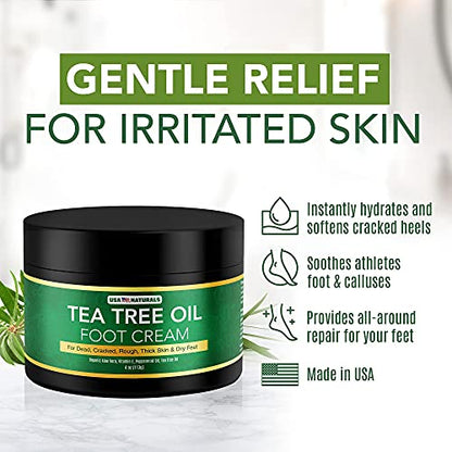 Tea Tree Oil Foot Cream For Dry Cracked Heels Repair - Natural Foot Cream For Dry Cracke USA NaturalsUS supplements