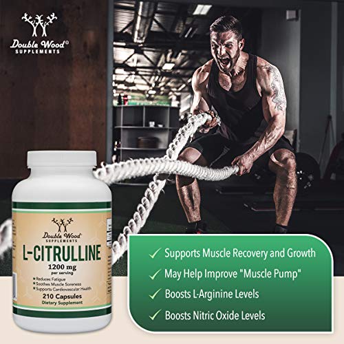 L Citrulline Capsules 1,200mg Per Serving, 210 Count (L-Citrulline Increases Levels Double Wood SupplementsUS supplements