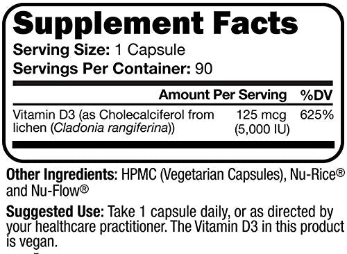 Script Essentials Vegan Vitamin D3 5,000 IU for Healthy Muscle Function, Bone Health, and Immune Support - Non-GMO, Gluten Free and Kosher Certified - 90 Servings Script EssentialsAu supplements