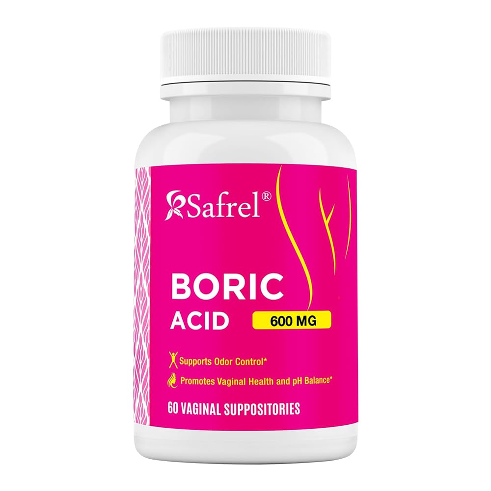 Safrel Boric Acid Vaginal Suppositories - 60 Count (1-Pack) – 100% Pure USA-Made, Supports Intimate SafrelAu supplements