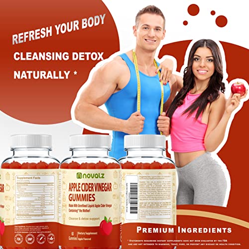 NOVALZ Apple Cider Vinegar Gummies for Weight Control, Detox, & Cleanse, 500mcg ACV NOVALZUS supplements