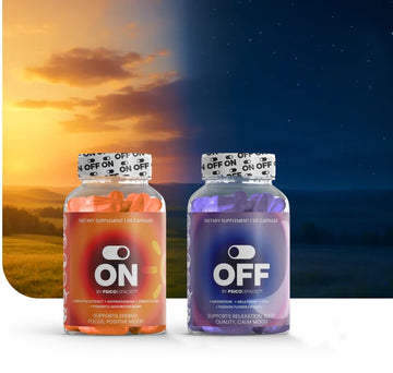 PSICÓESPACIO ON & Off Day & Night Supplement Bundle – Natural Energy with Ashwagandha + Sleep Aid with Melatonin & L-Theanine for Adults, Focus, Relaxation & Mood Support, 60 Count Each OFF BY PSICOESPACIOAu supplements