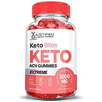 Keto Bites Keto ACV Gummies Extreme Formula 2000MG Vegan Non GMO with Pomegranate Justified LaboratoriesUS supplements