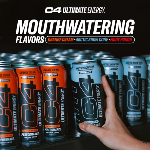 C4 Ultimate Sugar Free Energy Drink 16oz (Pack of 12) | Arctic Snow Cone | Pre Workout CellucorUS supplements