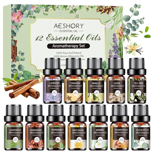 Essential Oils Set - 12 Pcs Aromatherapy Essential Oil Kit for Diffuser, Humidifier, Aromatherapy, Massage AeshoryAu supplements