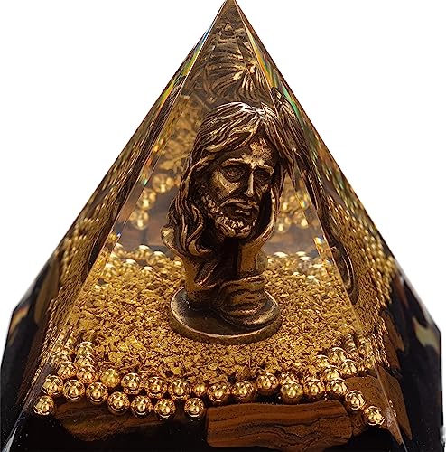 FENGSHUI-CAISHEN Mini Jesus Figurine in Healing Crystal Orgone Pyramid - Obsidian Tiger's Eye FENGSHUI-CAISHENAu supplements