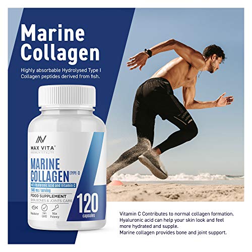 Marine Collagen Type 1 2400mg - 120 Capsules Supplement with Hyaluronic Acid and Vitamin C MAX VITA MAXIMUM VITALITYAu supplements