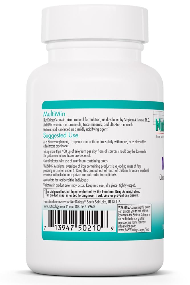 NutriCology MultiMin - Essential Mineral Blend with Macro Trace & Ultra Trace Minerals - Supports Mineral Balance Absorption & Cellular Function - 120 Servings - 120 Vegetarian Capsules Allergy Research GroupAu supplements