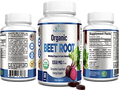 YUMMYVITE Organic Beet Root Powder Tablets - 1350mg with Black Pepper for Faster YUMMYVITEAu supplements