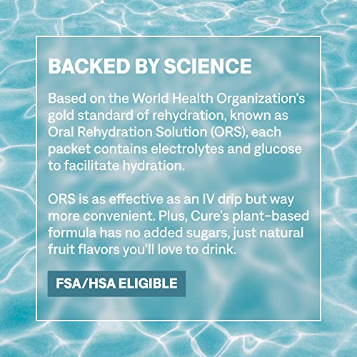 Cure Hydrating Plant Based Electrolyte Mix | FSA & HSA Eligible | Powder for Dehydration Cure HydrationUS supplements