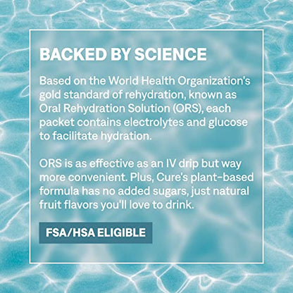 Cure Hydrating Plant Based Electrolyte Mix | FSA & HSA Eligible | Powder for Dehydration Cure HydrationUS supplements