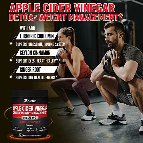 Zolotus 14x Strength Apple Cider Vinegar Capsules, Equivalent to 14500mg, with Turmeric ZolotusUS supplements