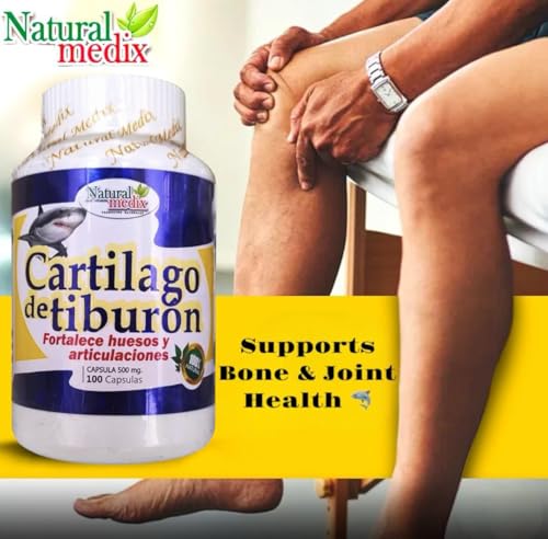 Natural medix Cartilage – Joint Support Supplement with Glucosamine, Collagen & Magnesium – 100 Caps - Cartílago de Tiburon Natural medixAu supplements