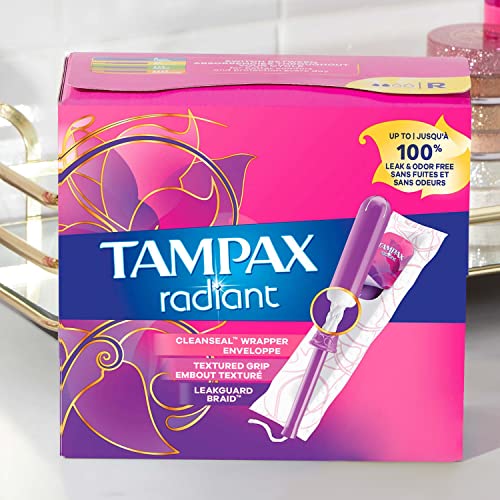 Tampax Radiant Tampons, Regular Absorbency, with Leakguard Braid, Unscented, 84 Count TampaxAu supplements