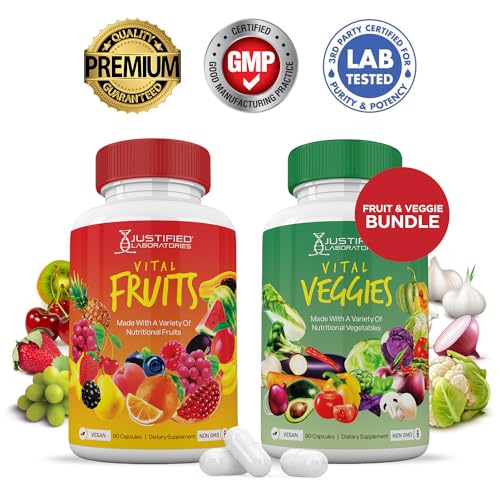(Set of 2) Vital Fruits and Veggies Supplement Red & Green Superfoods Whole Food Justified LaboratoriesUS supplements