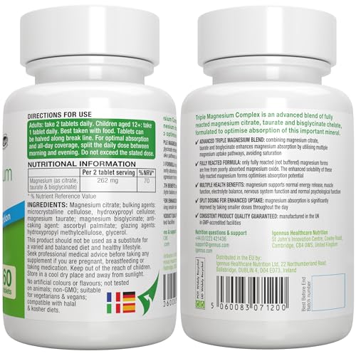 Advanced Triple Magnesium Complex, 2000mg Glycinate, Citrate & Taurate, Clean Label Igennus Healthcare NutritionUS supplements