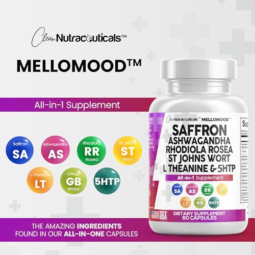 Clean Saffron Supplements with Ashwagandha 8000mg - Mood Support with L-Theanine Clean NutraceuticalsUS supplements
